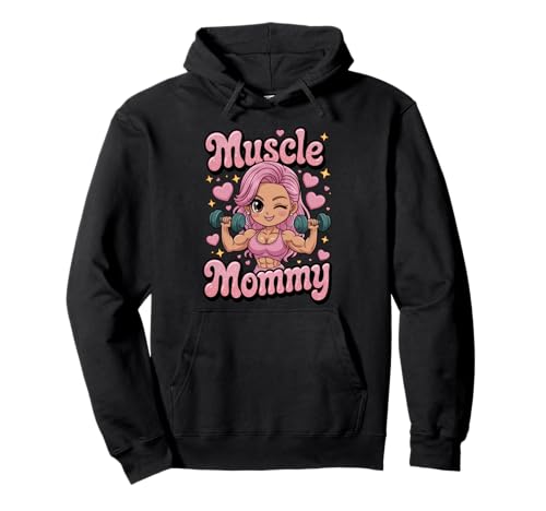 Cute Chibi Anime Muscle Mommy Weightlifting Fitness Girl Pullover Hoodie von Muscle Mommy Fitness Gym Aesthetic