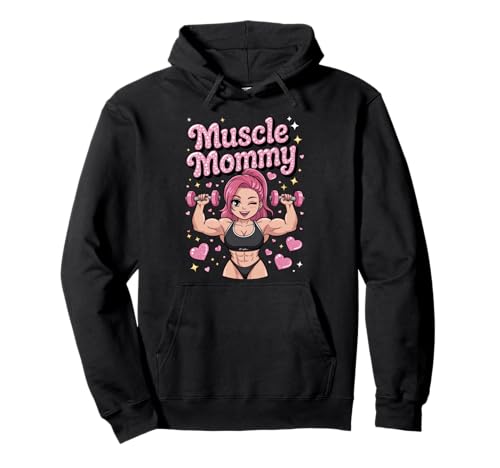 Cute Chibi Anime Muscle Mommy Weightlifting Fitness Girl Pullover Hoodie von Muscle Mommy Fitness Gym Aesthetic