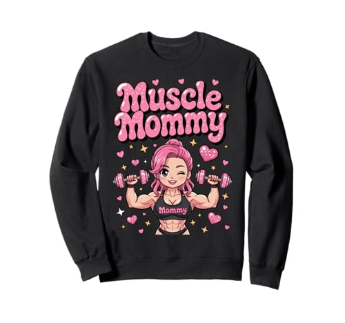Cute Chibi Anime Muscle Mommy Weightlifting Fitness Girl Sweatshirt von Muscle Mommy Fitness Gym Aesthetic