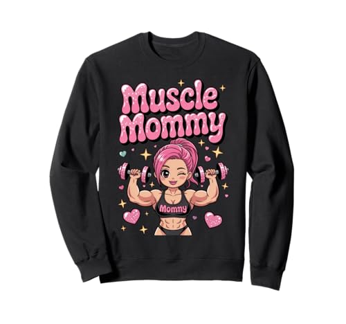 Cute Chibi Anime Muscle Mommy Weightlifting Fitness Girl Sweatshirt von Muscle Mommy Fitness Gym Aesthetic
