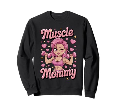 Cute Chibi Anime Muscle Mommy Weightlifting Fitness Girl Sweatshirt von Muscle Mommy Fitness Gym Aesthetic