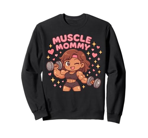 Cute Chibi Anime Muscle Mommy Weightlifting Fitness Girl Sweatshirt von Muscle Mommy Fitness Gym Aesthetic