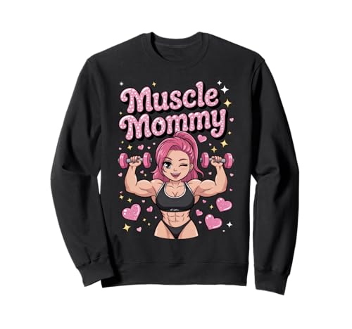 Cute Chibi Anime Muscle Mommy Weightlifting Fitness Girl Sweatshirt von Muscle Mommy Fitness Gym Aesthetic