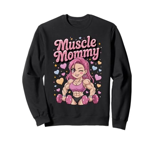 Cute Chibi Anime Muscle Mommy Weightlifting Fitness Girl Sweatshirt von Muscle Mommy Fitness Gym Aesthetic