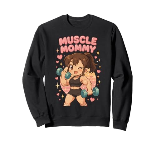 Cute Chibi Anime Muscle Mommy Weightlifting Fitness Girl Sweatshirt von Muscle Mommy Fitness Gym Aesthetic