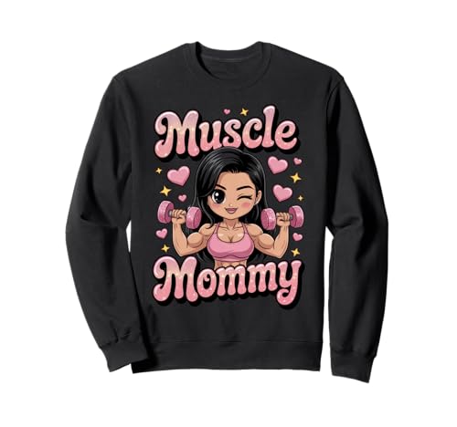 Cute Chibi Anime Muscle Mommy Weightlifting Fitness Girl Sweatshirt von Muscle Mommy Fitness Gym Aesthetic