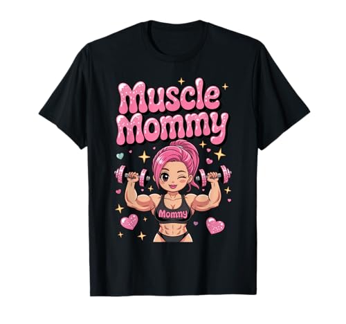 Cute Chibi Anime Muscle Mommy Weightlifting Fitness Girl T-Shirt von Muscle Mommy Fitness Gym Aesthetic