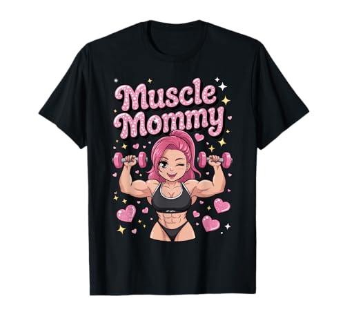 Cute Chibi Anime Muscle Mommy Weightlifting Fitness Girl T-Shirt von Muscle Mommy Fitness Gym Aesthetic