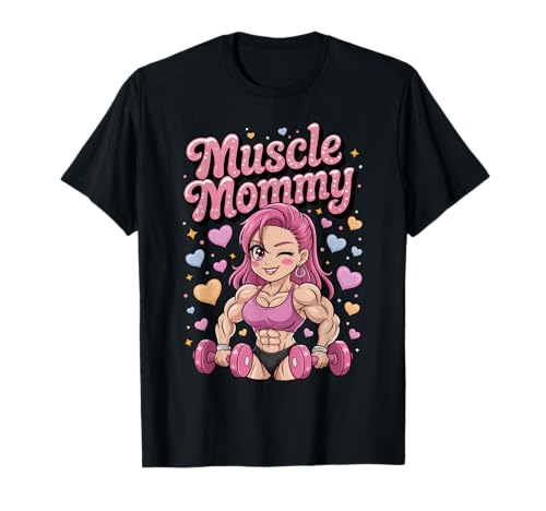 Cute Chibi Anime Muscle Mommy Weightlifting Fitness Girl T-Shirt von Muscle Mommy Fitness Gym Aesthetic