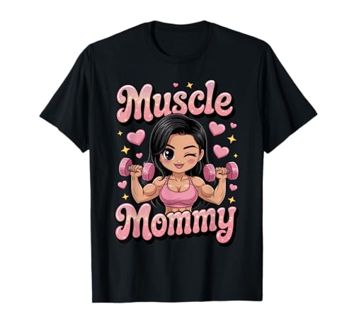 Cute Chibi Anime Muscle Mommy Weightlifting Fitness Girl T-Shirt von Muscle Mommy Fitness Gym Aesthetic