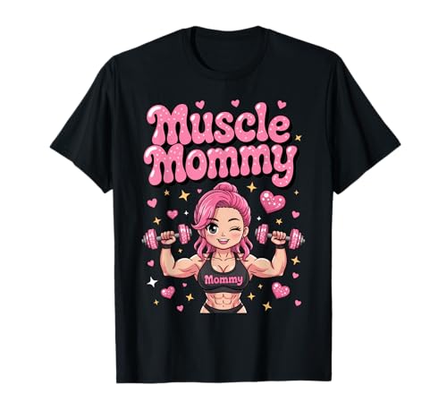 Cute Chibi Anime Muscle Mommy Weightlifting Fitness Girl T-Shirt von Muscle Mommy Fitness Gym Aesthetic