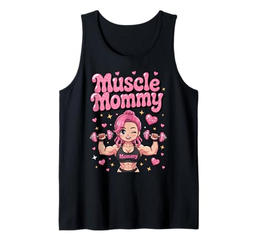 Cute Chibi Anime Muscle Mommy Weightlifting Fitness Girl Tank Top von Muscle Mommy Fitness Gym Aesthetic