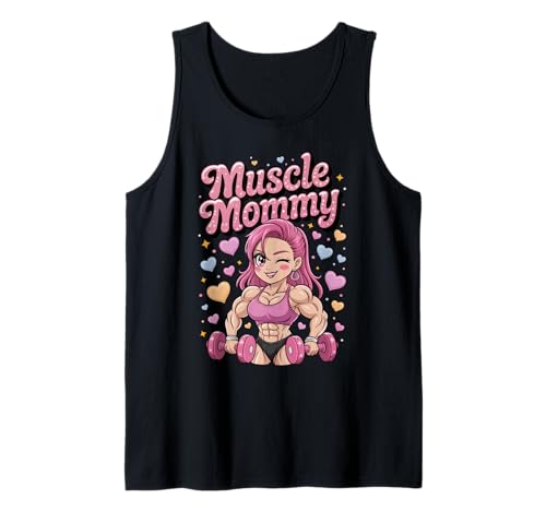 Cute Chibi Anime Muscle Mommy Weightlifting Fitness Girl Tank Top von Muscle Mommy Fitness Gym Aesthetic