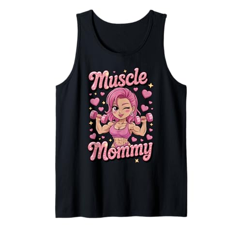 Cute Chibi Anime Muscle Mommy Weightlifting Fitness Girl Tank Top von Muscle Mommy Fitness Gym Aesthetic