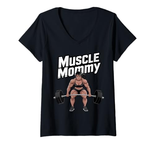 Damen Anime Muscle Mommy Weightlifting Fitness Girl Aesthetic T-Shirt mit V-Ausschnitt Damen Anime Muscle Mommy Weightlifting Fitness Girl Aesthetic T-Shirt mit V-Ausschnitt von Muscle Mommy Fitness Gym Aesthetic