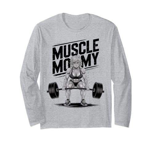 Anime Muscle Mommy Weightlifting Fitness Girl Aesthetic Langarmshirt von Muscle Mommy Fitness Gym Anime Manga Aesthetic