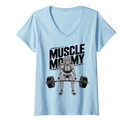 Damen Anime Muscle Mommy Weightlifting Fitness Girl Aesthetic T-Shirt mit V-Ausschnitt Damen Anime Muscle Mommy Weightlifting Fitness Girl Aesthetic T-Shirt mit V-Ausschnitt von Muscle Mommy Fitness Gym Anime Manga Aesthetic