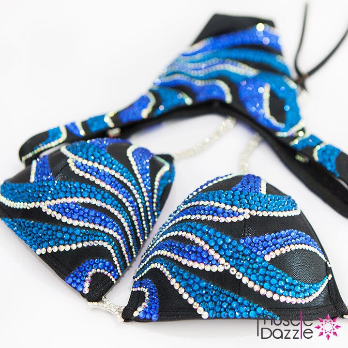 Blau Auf Schwarz Figurenanzug | Fs302 von MuscleDazzle