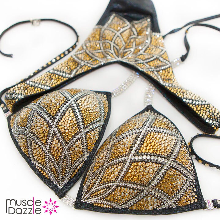 Goldener Zahlen-Wettkampfanzug | Fs252 von MuscleDazzle