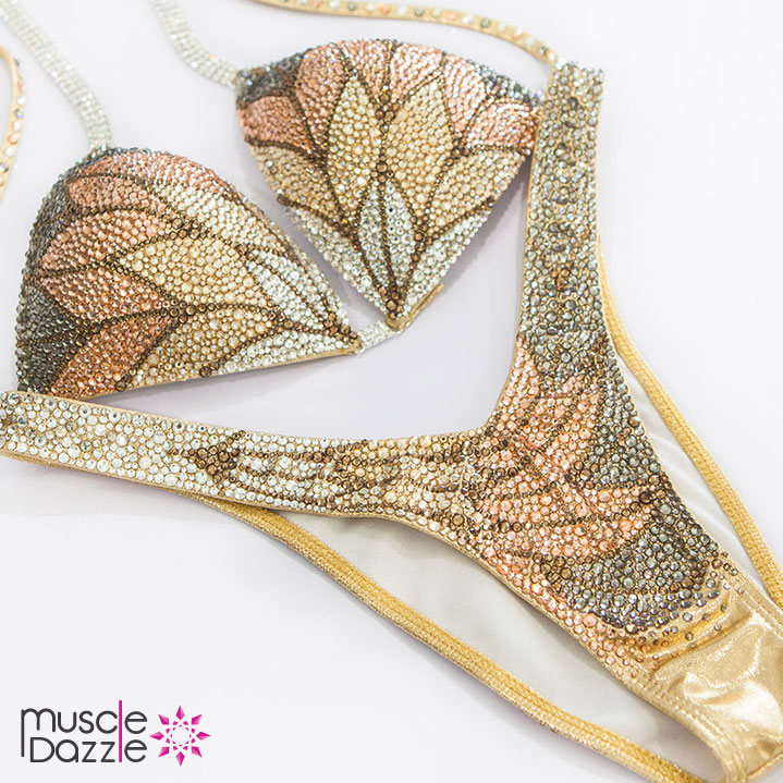 Goldener Zahlen-Wettkampfanzug | Fs384 von MuscleDazzle