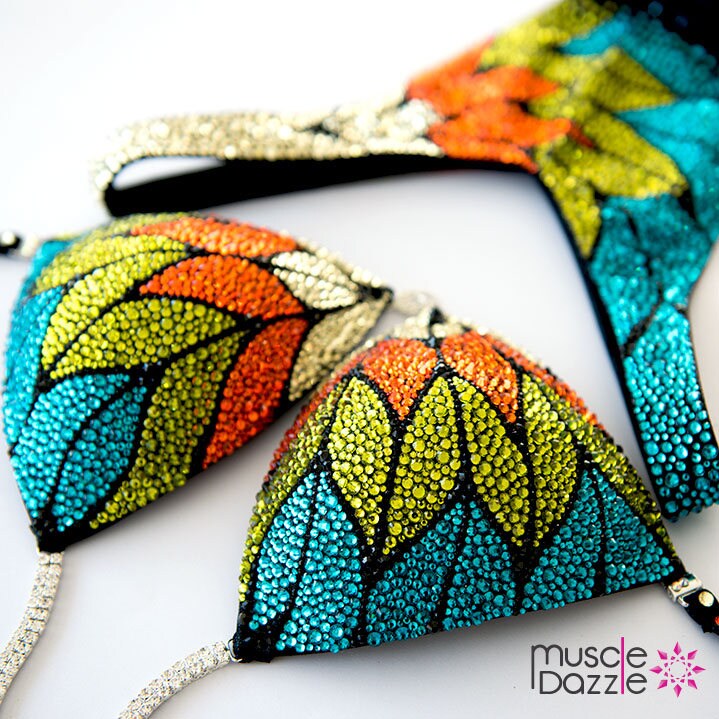 Mehrfarbiger Figure-Wettkampfanzug | Fs231 von MuscleDazzle