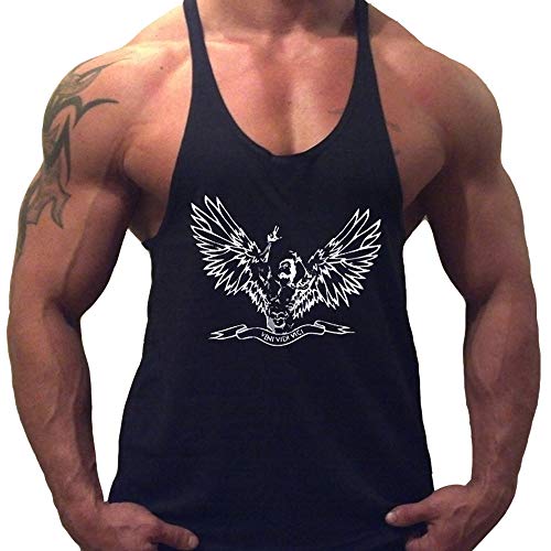 Herren Fitnessstudio Stringer Tank Tops Bodybuilding Fitness Muskelshirt Baumwolle Color Schwarz Size L von Muscle Alive