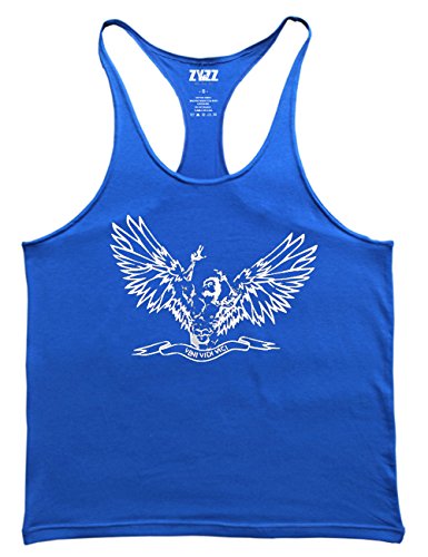 Herren Fitnessstudio Stringer Tank Tops Bodybuilding Fitness Muskelshirt Baumwolle Color blau Size XL von Muscle Alive