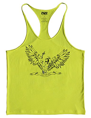 Herren Fitnessstudio Stringer Tank Tops Bodybuilding Fitness Muskelshirt Baumwolle Color Gelb Size M von Muscle Alive