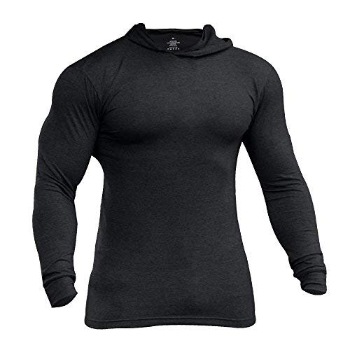 Muscle Alive Herren Lange Ärmel Kapuzenpullover Dehnbar Leicht Men Sweatshirts Polyester und Spandex Schwarz XL von Muscle Alive