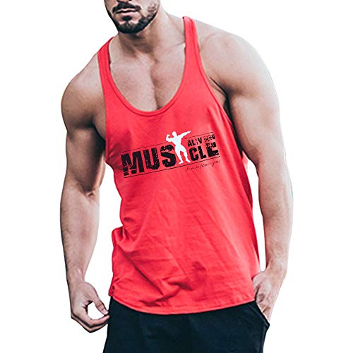 Herren Bodybuilding Tank Tops Hemden Baumwolle Fitness Stringer Sport Shirts Achselshirts rote M von Muscle Alive