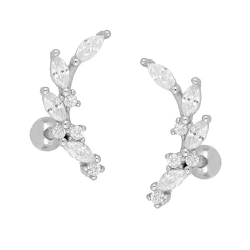 Muse Trade Blatt-Design-Piercing Für Damen Aus 925er Sterlingsilber | Stilvolles Hypoallergenes Ohrpiercing | Handgefertigtes, Einzigartiges Piercing (SILBER) von Muse Trade