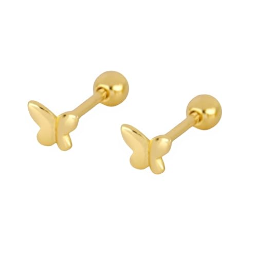 Muse Trade Schmetterlings Helix Piercing Aus 925er Sterlingsilber | Schmetterlingsdesign, Hypoallergen, Handgefertigt, Paarweise Erhältlich | Tragus- und Helix-Schmuck für Damen (Gold) von Muse Trade