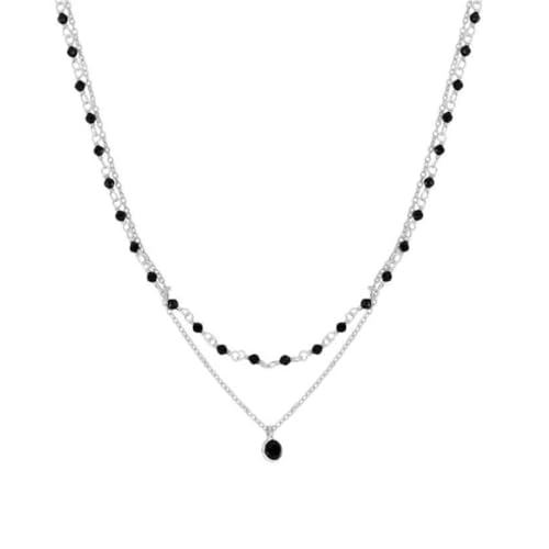 Muse Trade Schwarze Multi-Onyx-Halskette, 925er Sterlingsilber | Hypoallergene Silberkette Aus Multi-Onyx-Steinen | Stilvolle Und Elegante Halskette, Geeignet Für Den Täglichen Gebrauch (SILBER) von Muse Trade