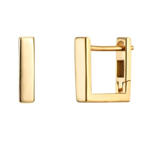 Quadratische Creolen Aus 925er Sterlingsilber Mit 18 Karat Vergoldung Für Damen | Hypoallergene Ohrringe Mit Geometrischem Design | Handgefertigte, Einzigartige Ohrringe (GOLD) von Muse Trade