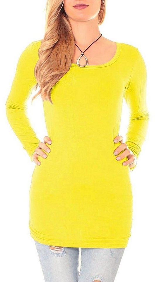 Muse Rundhalsshirt Basic Langarm Longshirt Skinny Fit 1098A von Muse