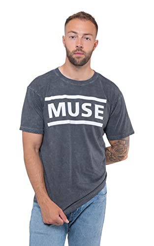 MUSE T Shirt Band Logo Nue offiziell Herren Dye Wash Schwarz XL von MUSE