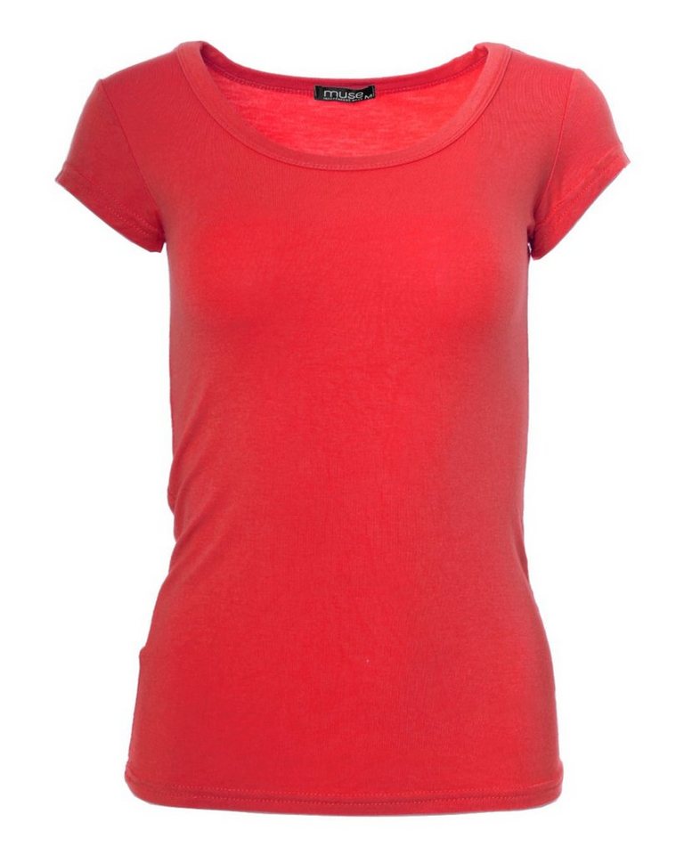 Muse T-Shirt Basic Kurzarm T-Shirt Skinny Fit 1001 von Muse