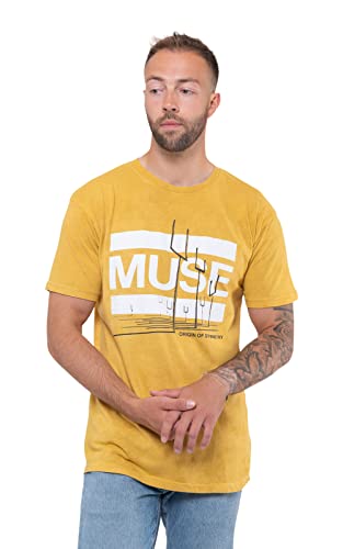 MUSE T Shirt Origin of Symmetry Nue offiziell Herren Orange Gelb Mineral Wash L von MUSE
