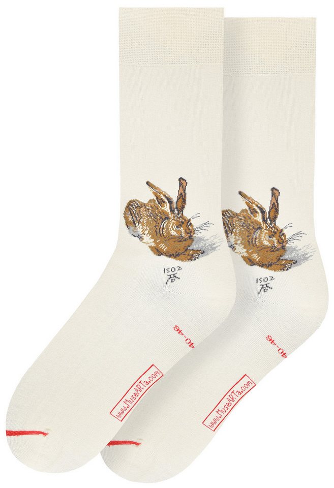 MuseARTa Langsocken Albrecht Dürer - Feldhase (Packung, 1-Paar, 1 Paar) Kunstwerke Socken Strümpfe, Herren oder Damen Socken Kunst-Motiv von MuseARTa