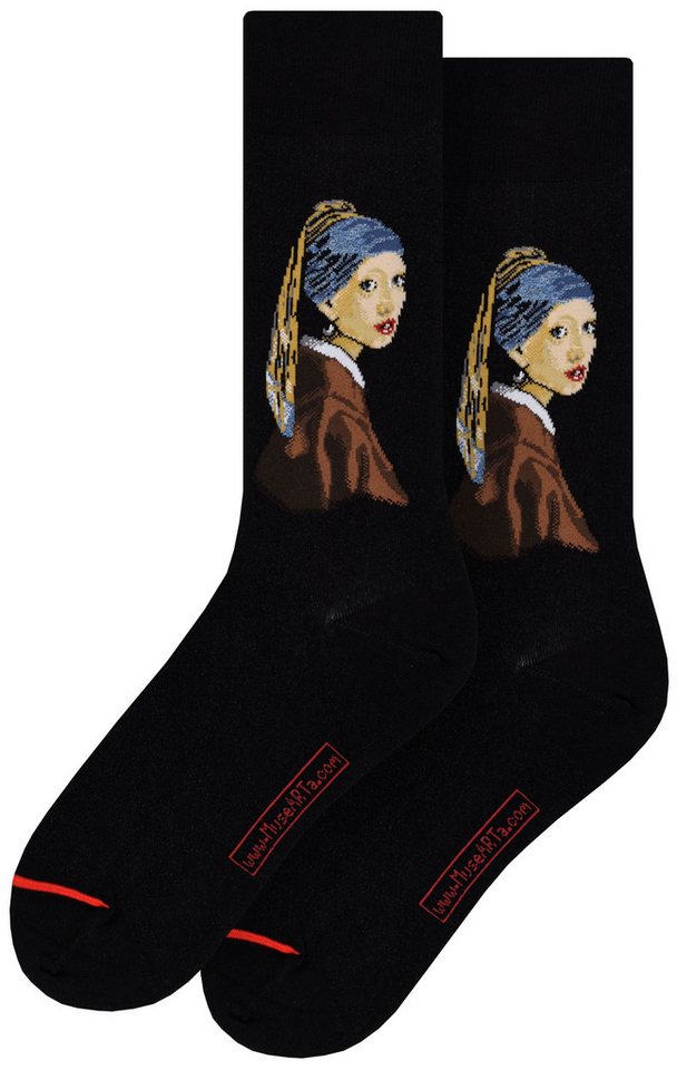 MuseARTa Langsocken Jan Vermeer - Das Mädchen mit dem Perlenohrring (Packung, 1-Paar, 1 Paar) Kunstwerke Socken Strümpfe, Herren oder Damen Socken Kunst-Motiv von MuseARTa