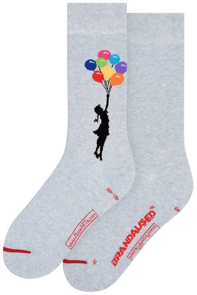 MuseARTa Langsocken The world's most famous Graffiti - Girl Floating Away (Packung, 1-Paar, 1 Paar) Kunstwerke Socken Strümpfe, Herren oder Damen Socken Kunst-Motiv von MuseARTa