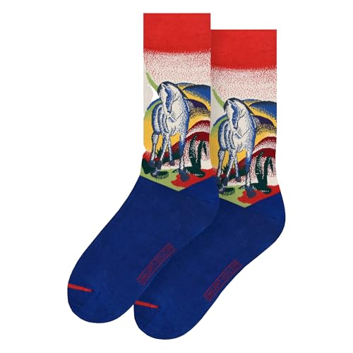 MuseARTa Socken aus Baumwolle mit dem Gemälde Blue Horse I des Künstlers Franz Marc in der Größe 40-46, FM-BH-06-40-46 von MuseARTa