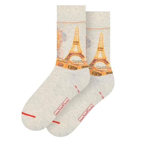MuseARTa Socken aus Baumwolle mit dem Gemälde Eiffel Tower des Künstlers Georges Seurat in der Größe 36-40, GS-ET-14-36-40 von MuseARTa