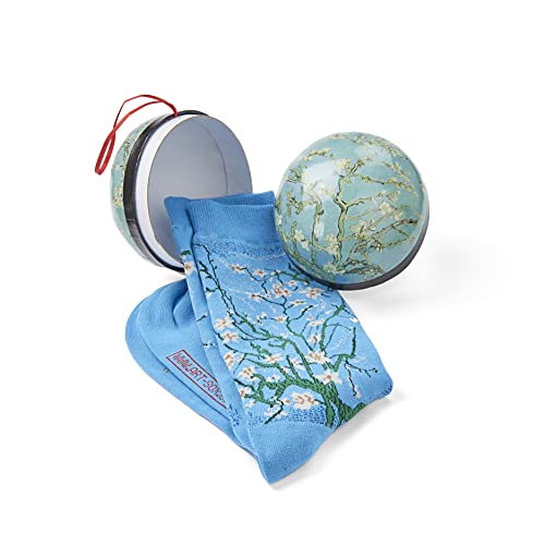 MuseARTa Geschenk-Kugel inklusive Socken aus Baumwolle mit dem Gemälde Almond Blossom des Künstlers Vincent van Gogh in der Größe 40-46, GBT-VG-AB-40-46 von MuseARTa