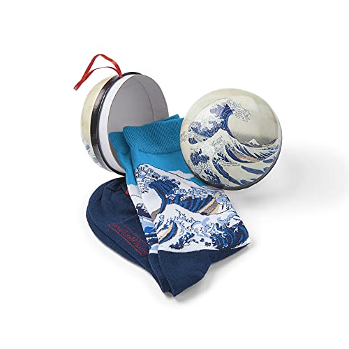 Musearta Unisex Socken in der Geschenkverpackung mit dem Motiv Great Wave des Künstlers Katsushika Hokusai aus Baumwolle in der Größe 40-46, GBT-KH-GW-1400000014 von Musearta