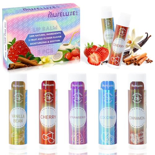 MuseLuxe Lippenbalsam-Set 5 Stück Lippenpflege, langanhaltende feuchtigkeitsspendende für trockene Lippen, mehrfarbiges Feuchtigkeitscreme-Set für Männer und Frauen MuseLuxe Lippenbalsam-Set 5 Stück Lippenpflege, langanhaltende feuchtigkeitsspendende für trockene Lippen, mehrfarbiges Feuchtigkeitscreme-Set für Männer und Frauen von MuseLuxe