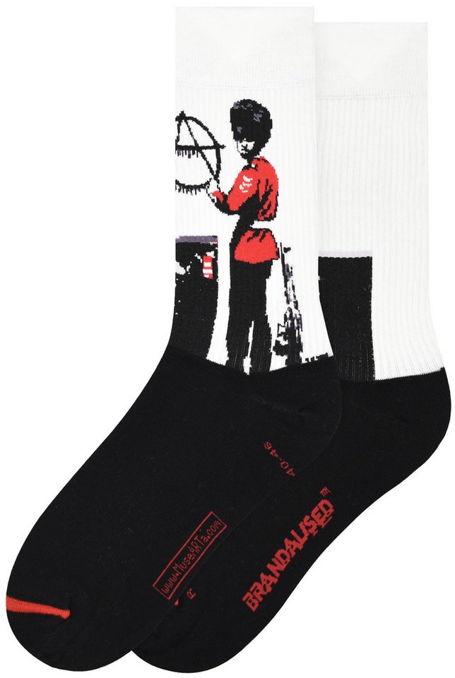 MuseARTa Langsocken The world's most famous Graffiti - Anarchist Soldier (Packung, 1-Paar, 1 Paar) Kunstwerke Socken Strümpfe, Herren oder Damen Socken Kunst-Motiv von MuseARTa