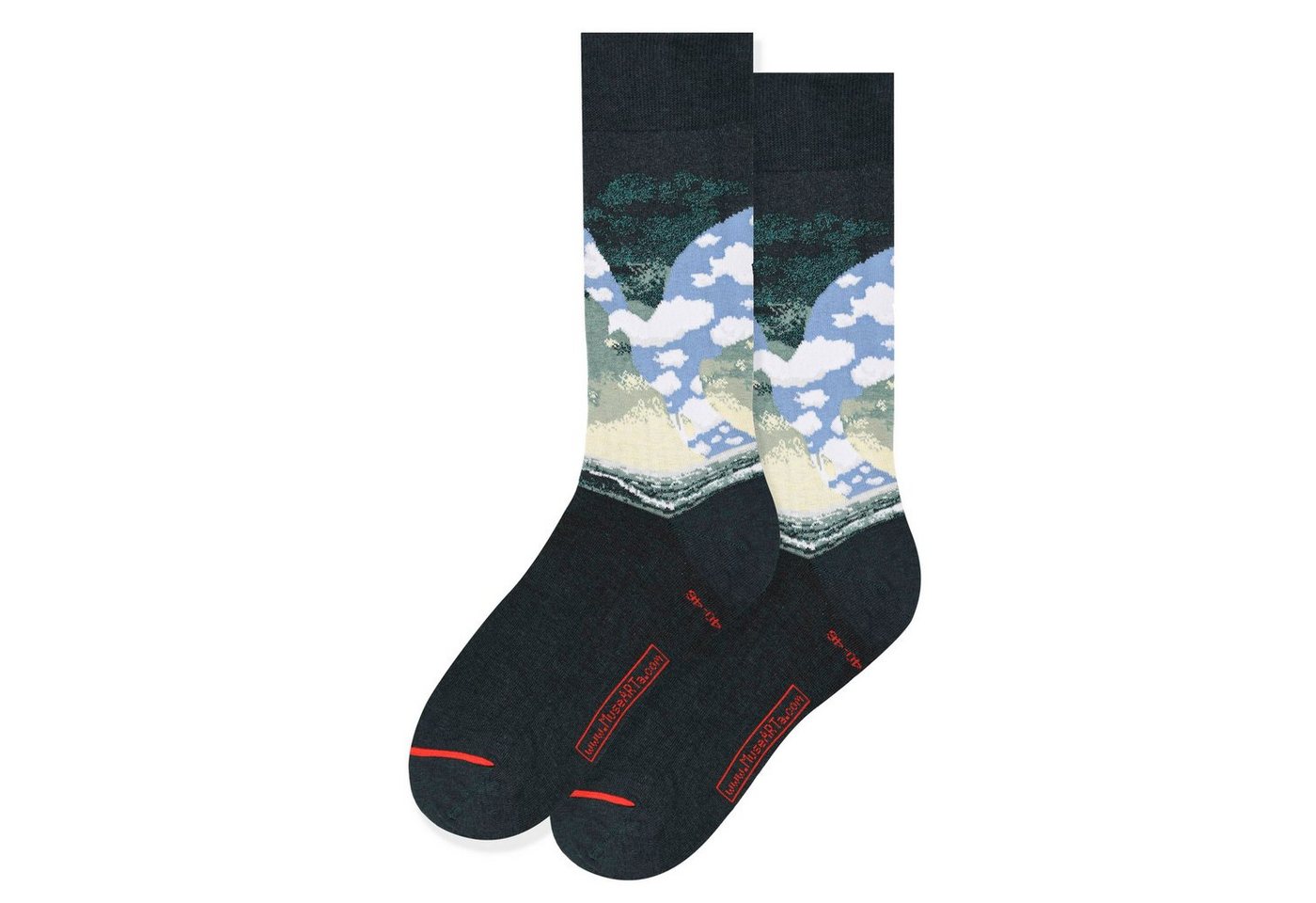 MuseARTa Langsocken René Magritte - Die große Familie (Packung, 1-Paar, 1 Paar) Kunstwerke Socken Strümpfe, Herren oder Damen Socken Kunst-Motiv von MuseARTa