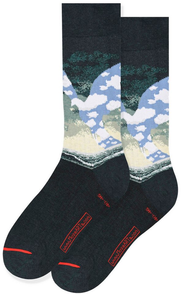 MuseARTa Langsocken René Magritte - Die große Familie (Packung, 1-Paar, 1 Paar) Kunstwerke Socken Strümpfe, Herren oder Damen Socken Kunst-Motiv von MuseARTa