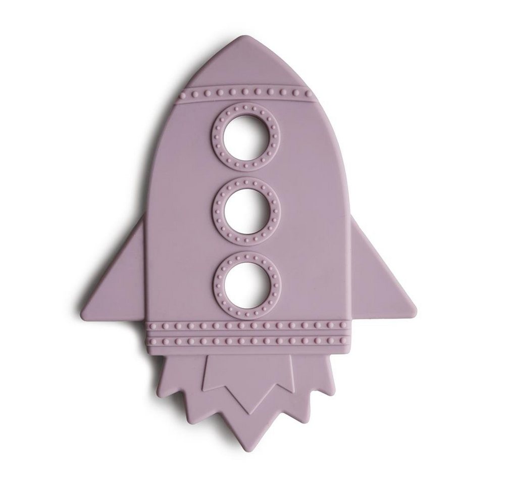 Mushie Beißring Rakete, aus Silikon, Soft Lilac, Babyspielzeug, Zahnungshilfe von Mushie